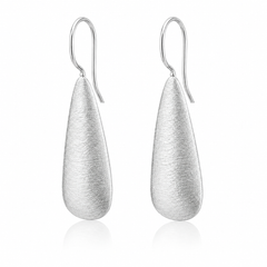 Silver Matte Teardrop Earrings | 925 Silver