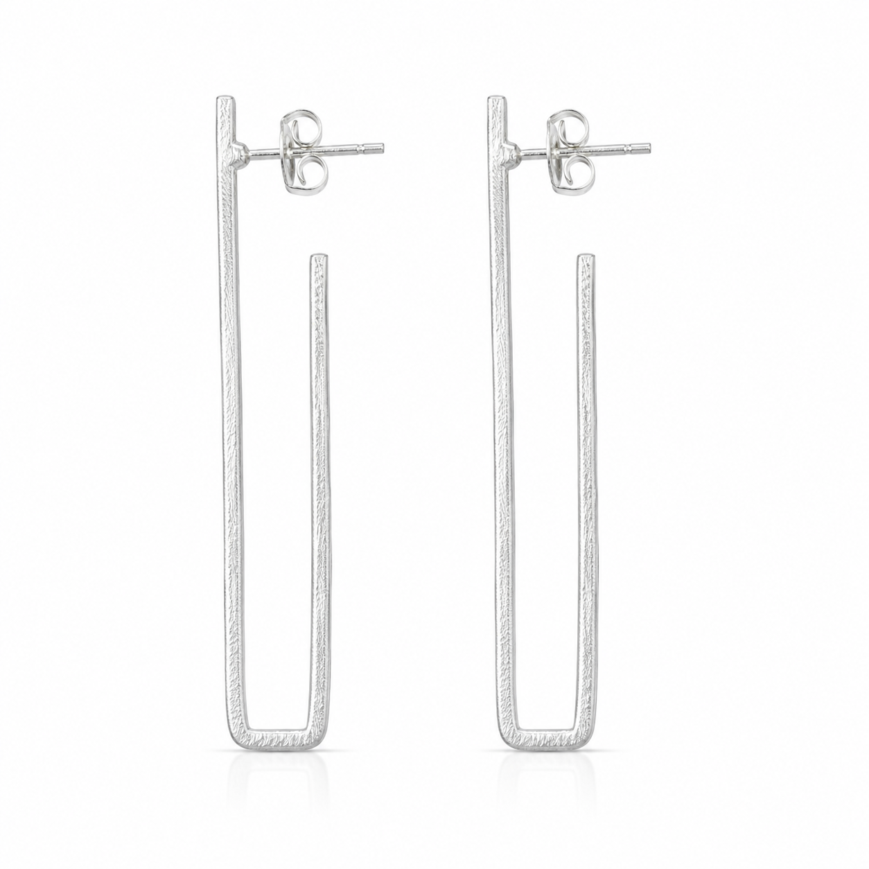 Silver Rectangle Drop Earrings | 925 Silver