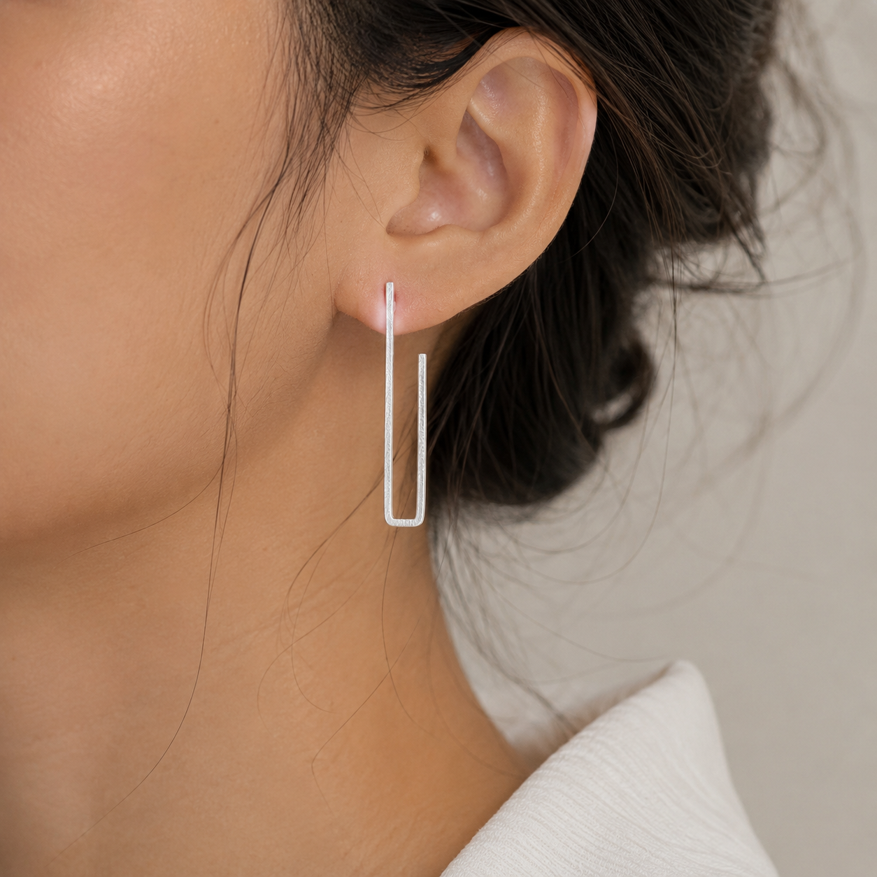 Silver Rectangle Drop Earrings | 925 Silver