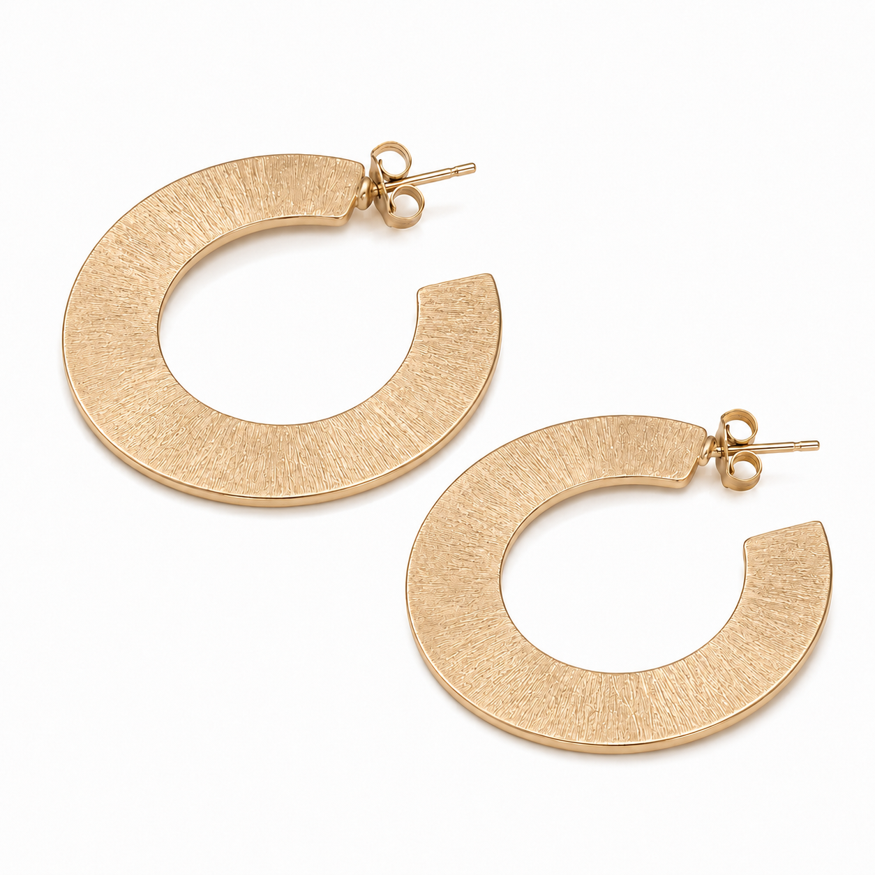 Textured Gold Hoop Earrings | 925 Silver