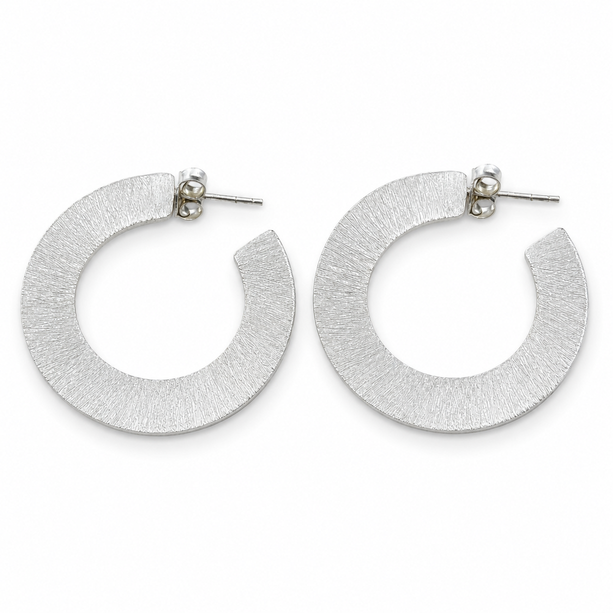 Textured Silver Hoop Earrings | 925 Silver