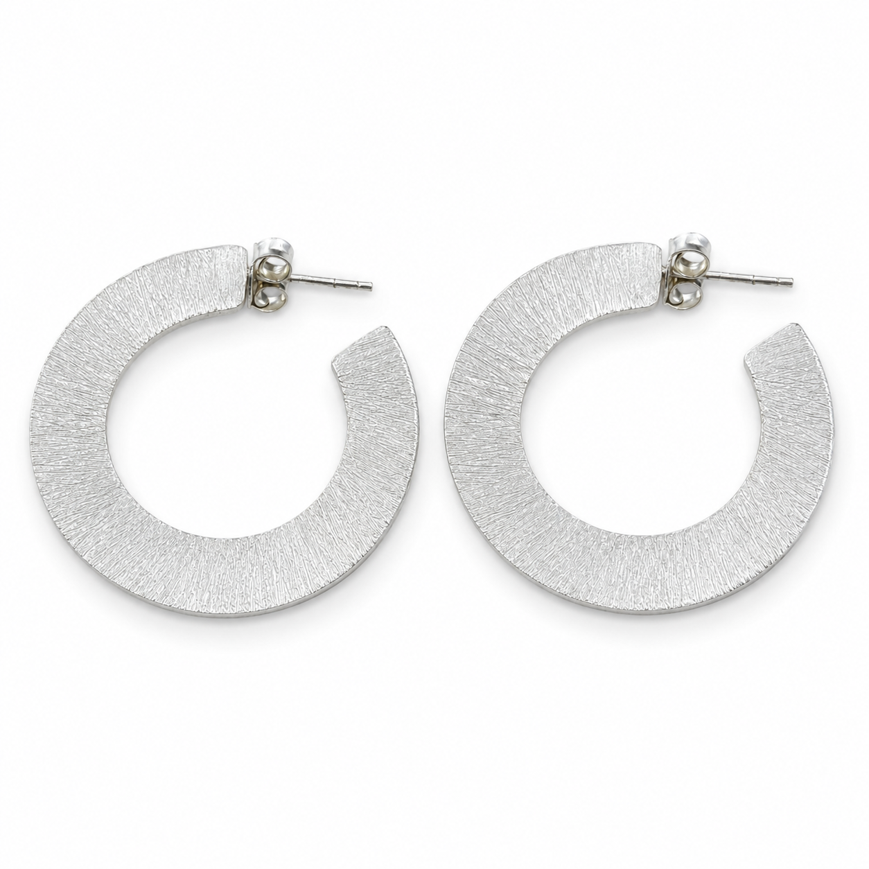 Textured Silver Hoop Earrings | 925 Silver