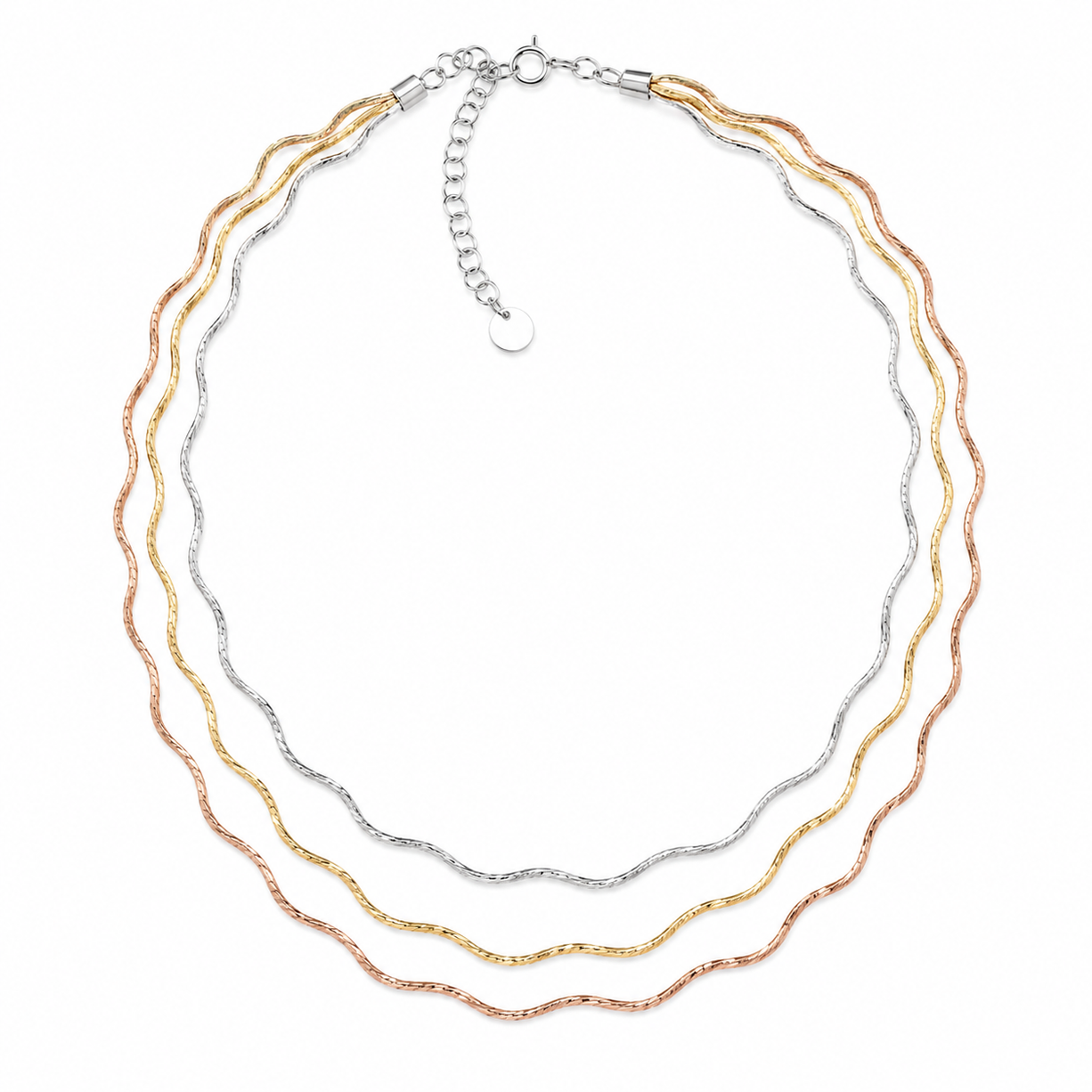 Three Tone Wavy Necklace | 925 Silver