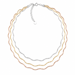 Three Tone Wavy Necklace | 925 Silver