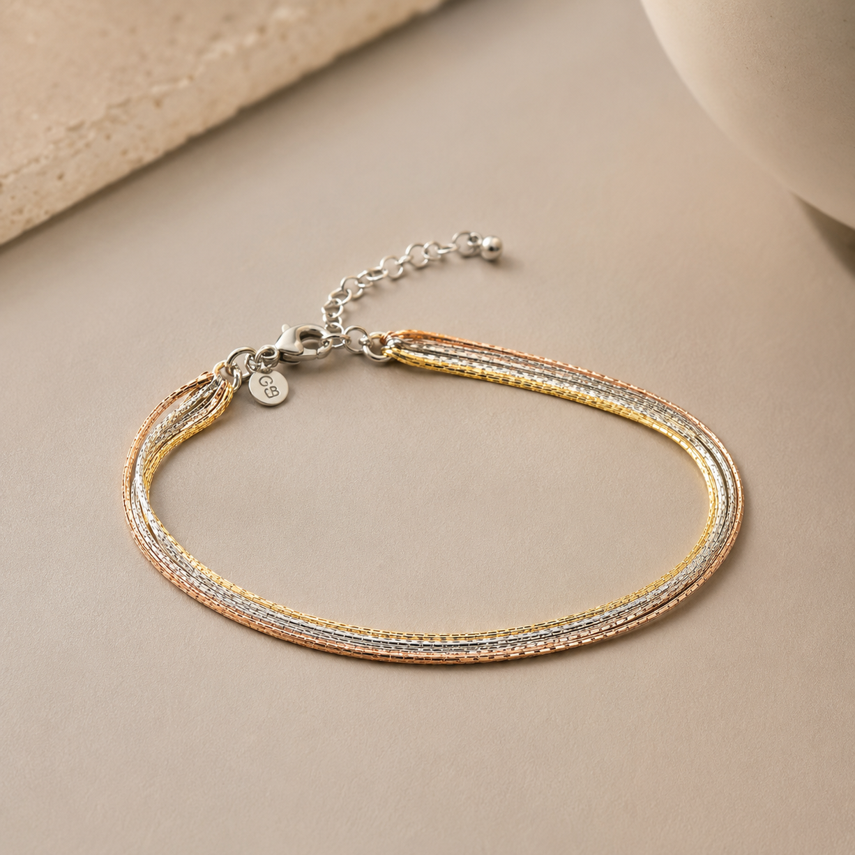 Tri-Tone Luxe Chain Bracelet | 925 Silver