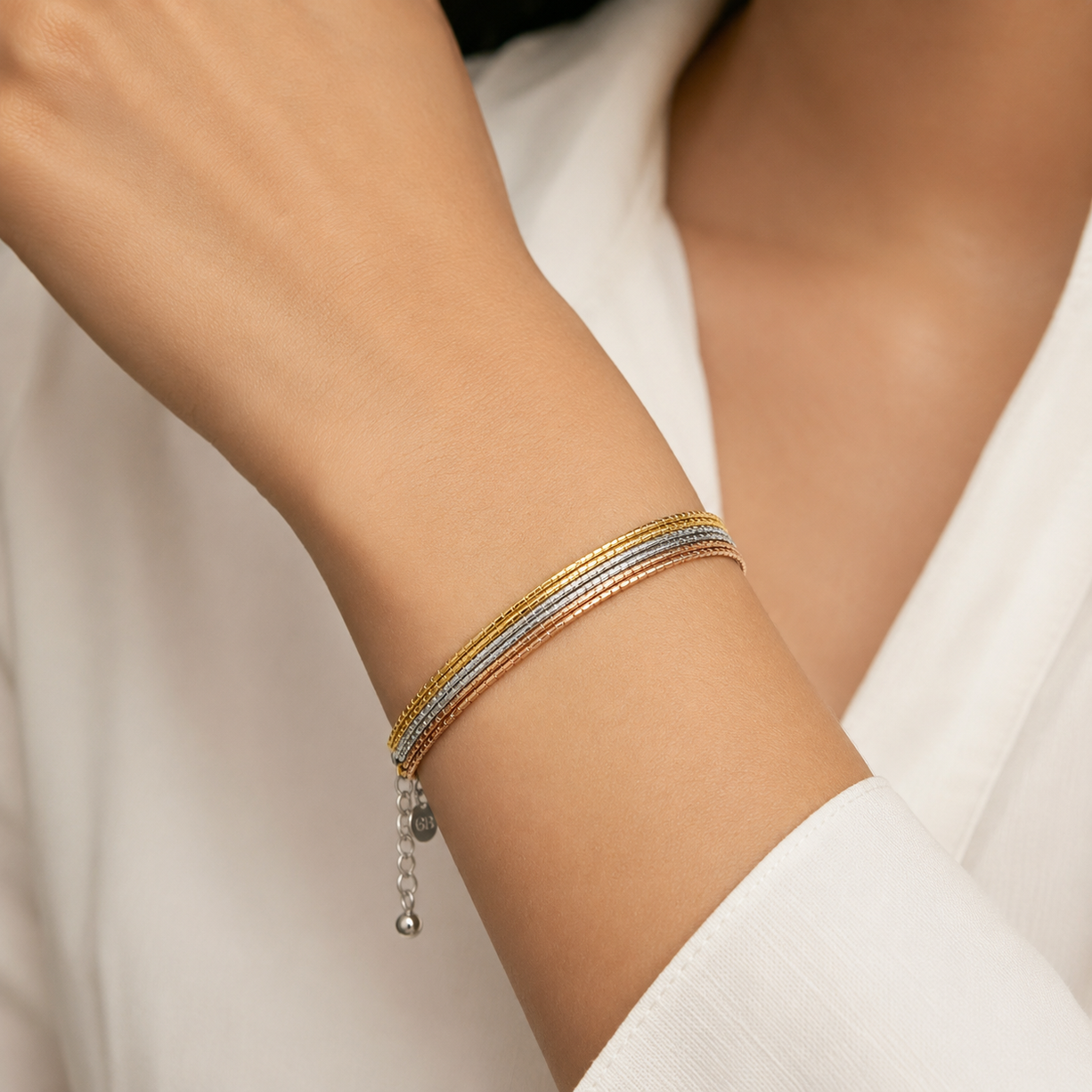 Tri-Tone Luxe Chain Bracelet | 925 Silver