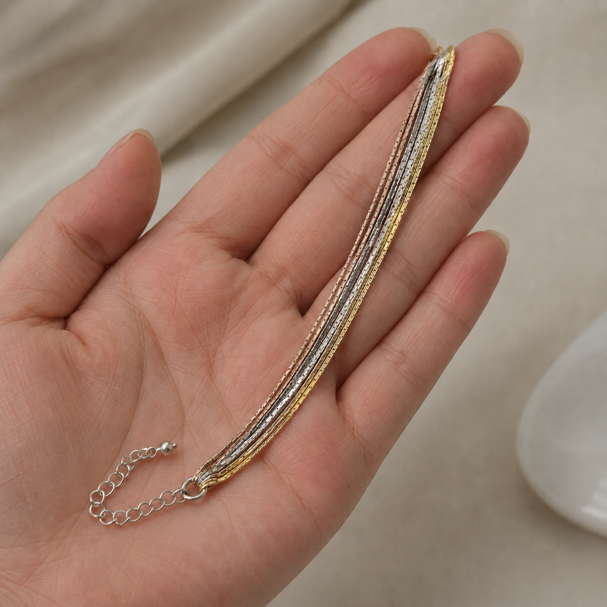 Tri-Tone Luxe Chain Bracelet | 925 Silver