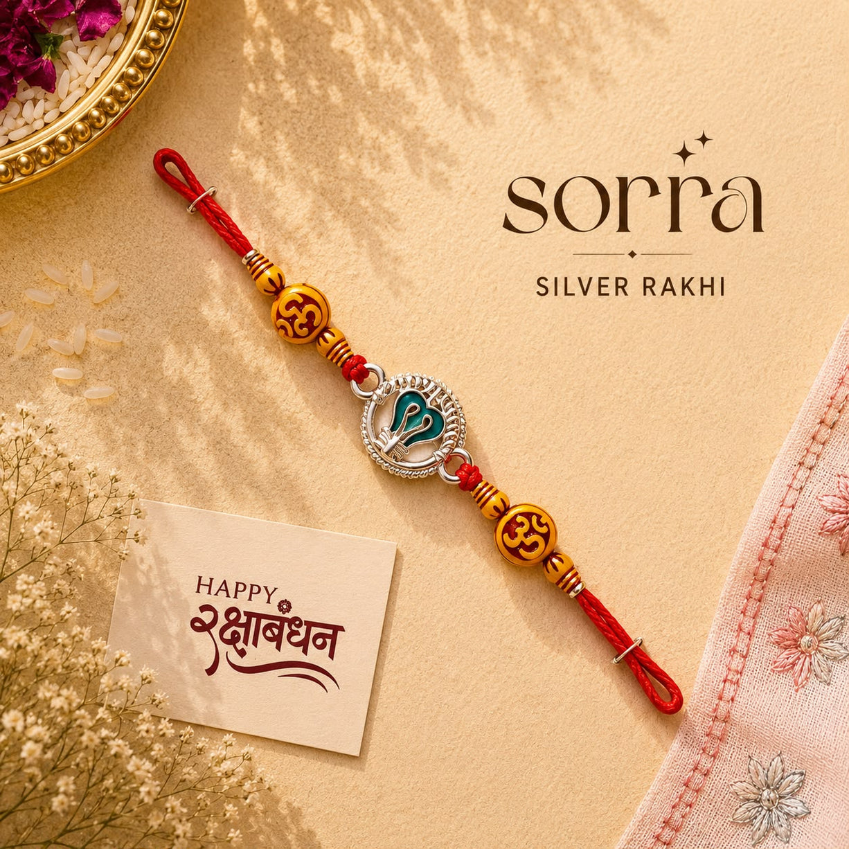 Trishul Om Silver Rakhi