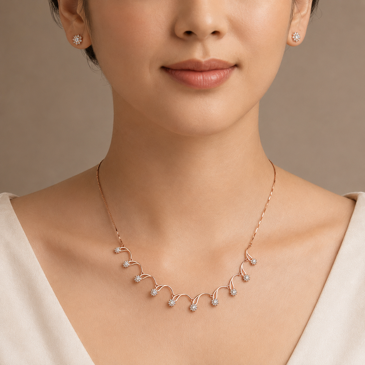 Twilight Loop Rose Gold Set | 925 Silver