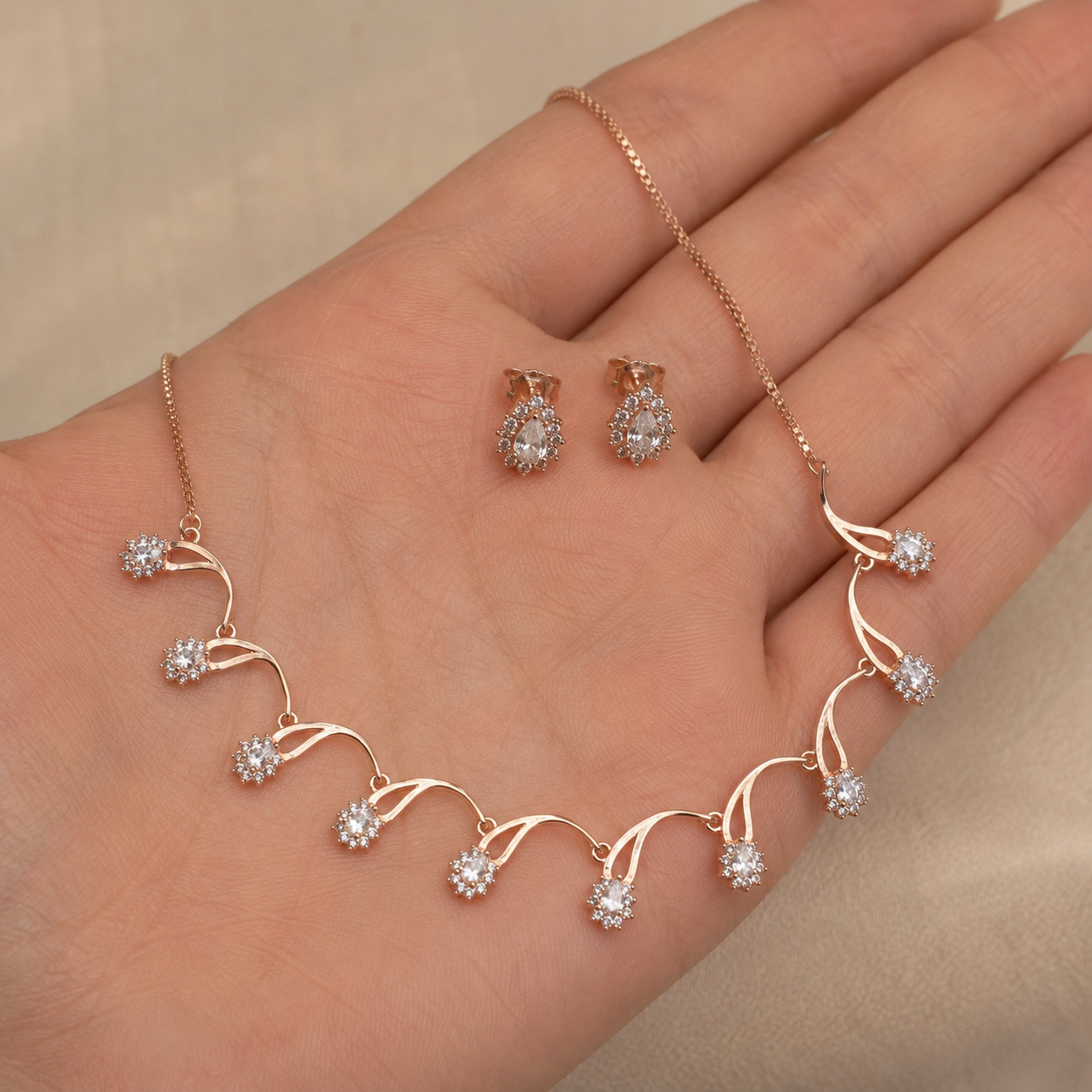 Twilight Loop Rose Gold Set | 925 Silver
