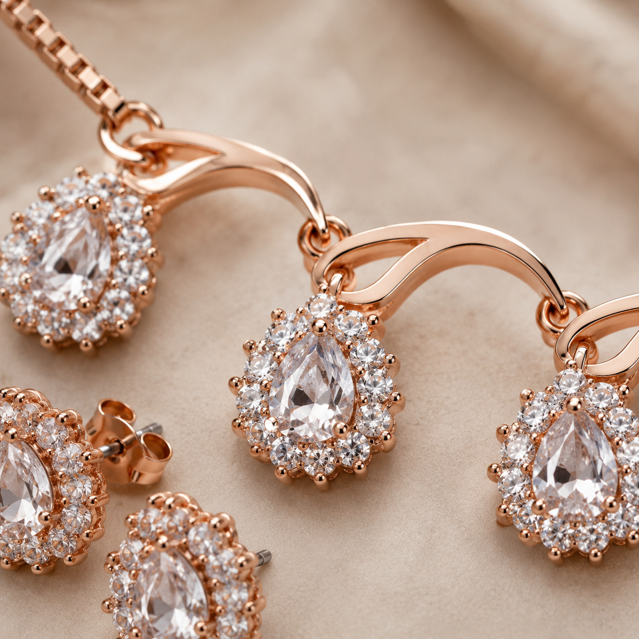 Twilight Loop Rose Gold Set | 925 Silver