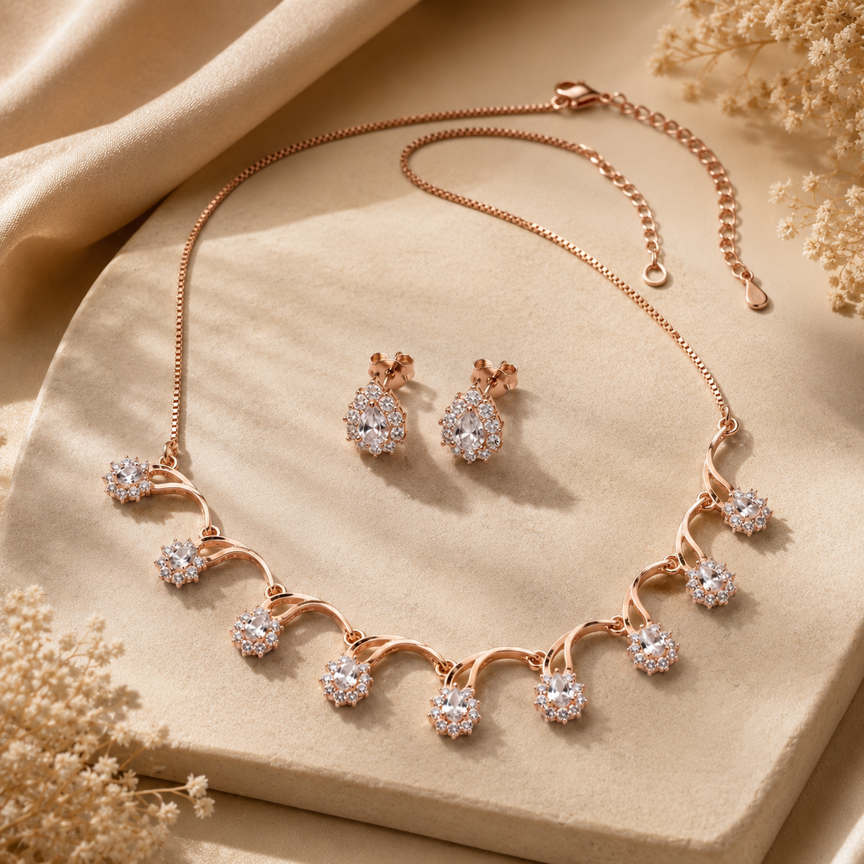 Twilight Loop Rose Gold Set | 925 Silver