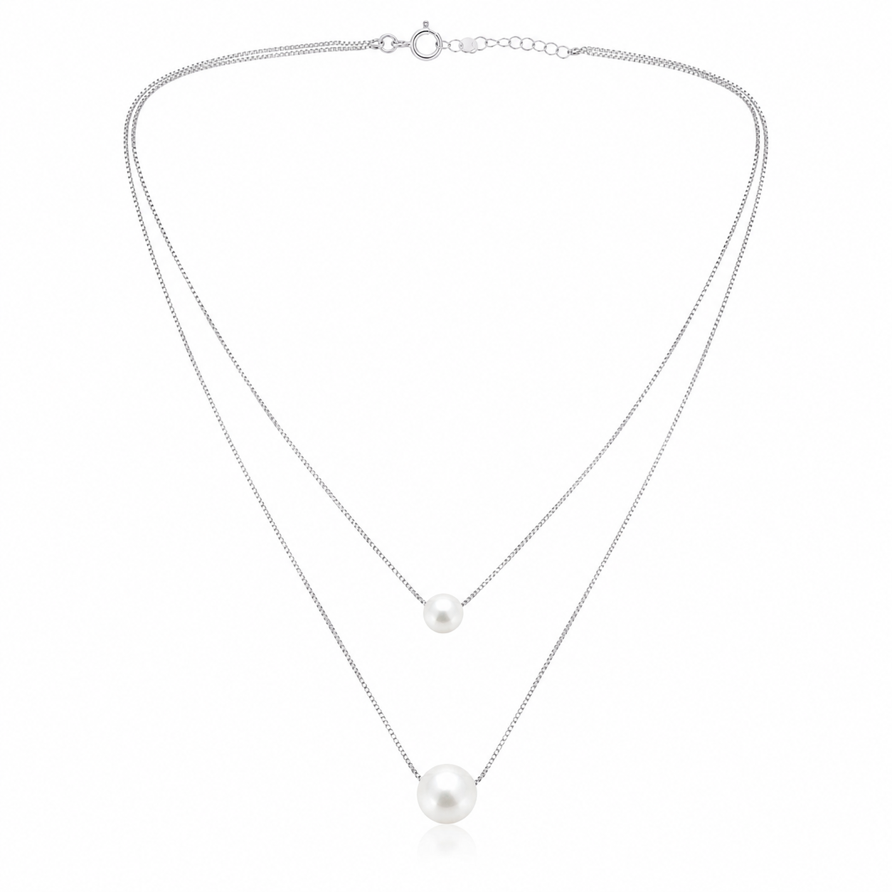 Twin Glow Pearl Necklace | 925 Silver