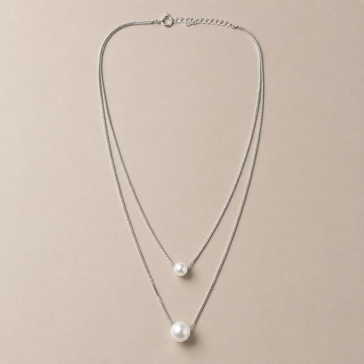 Twin Glow Pearl Necklace | 925 Silver