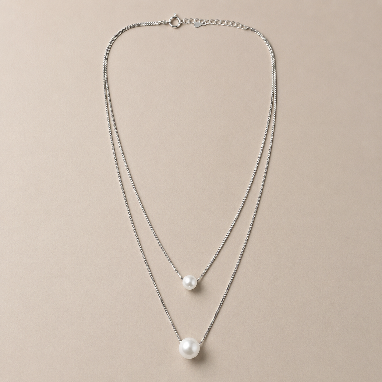 Twin Glow Pearl Necklace | 925 Silver