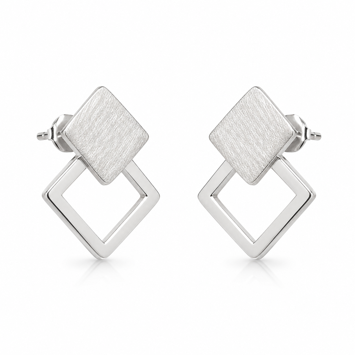 Twist Square Silver Earrings | 925 Silver