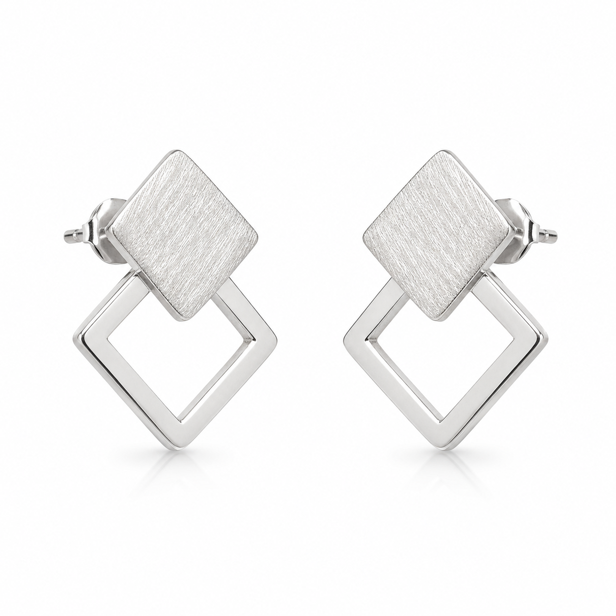 Twist Square Silver Earrings | 925 Silver