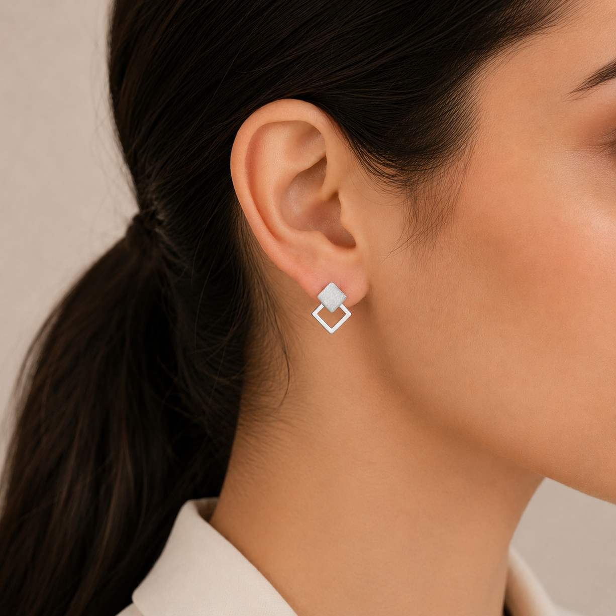 Twist Square Silver Earrings | 925 Silver