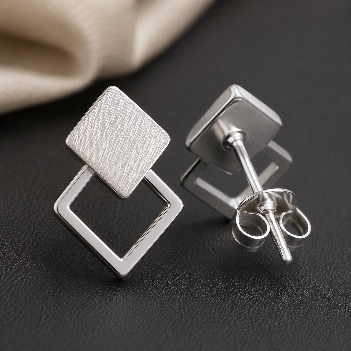 Twist Square Silver Earrings | 925 Silver