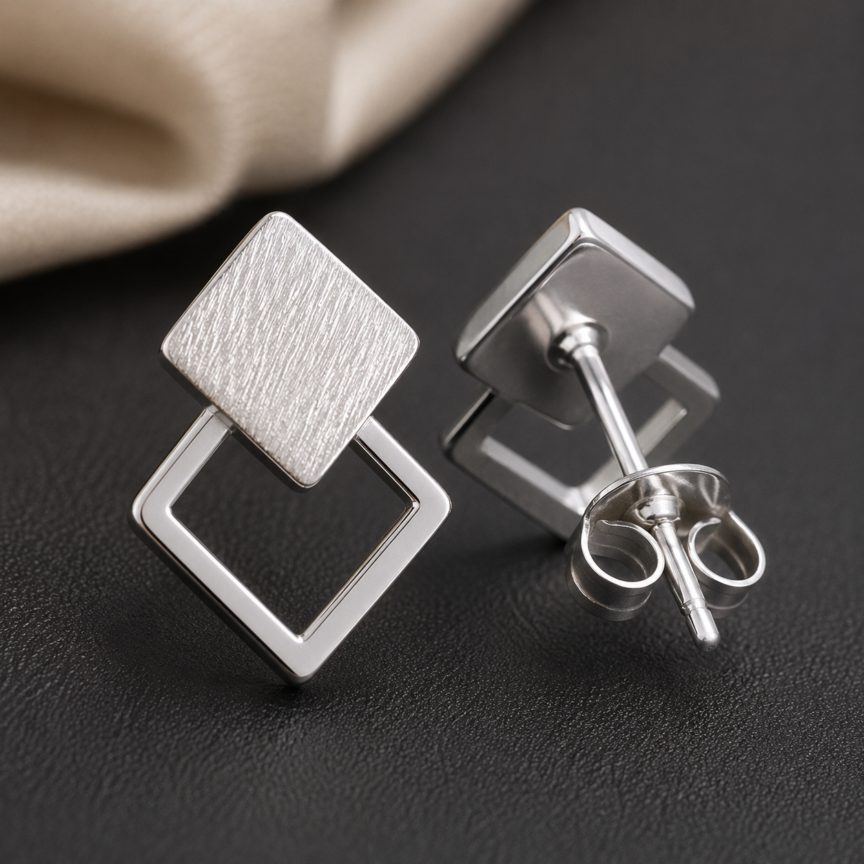 Twist Square Silver Earrings | 925 Silver