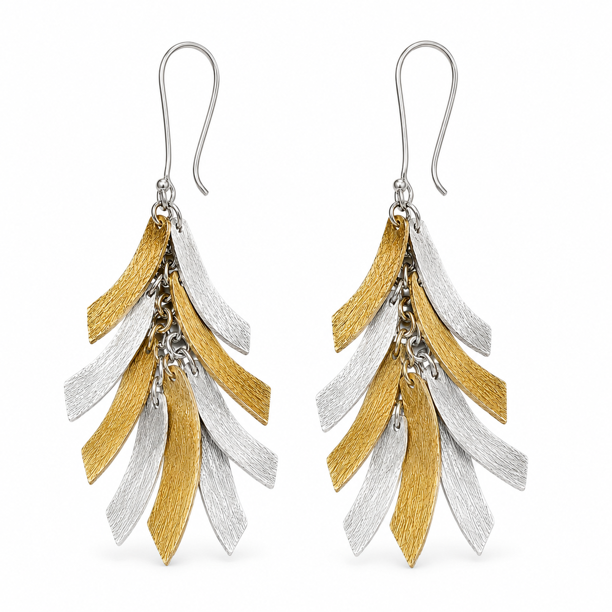 Two-Tone Featherfall Earrings | 925 Silver