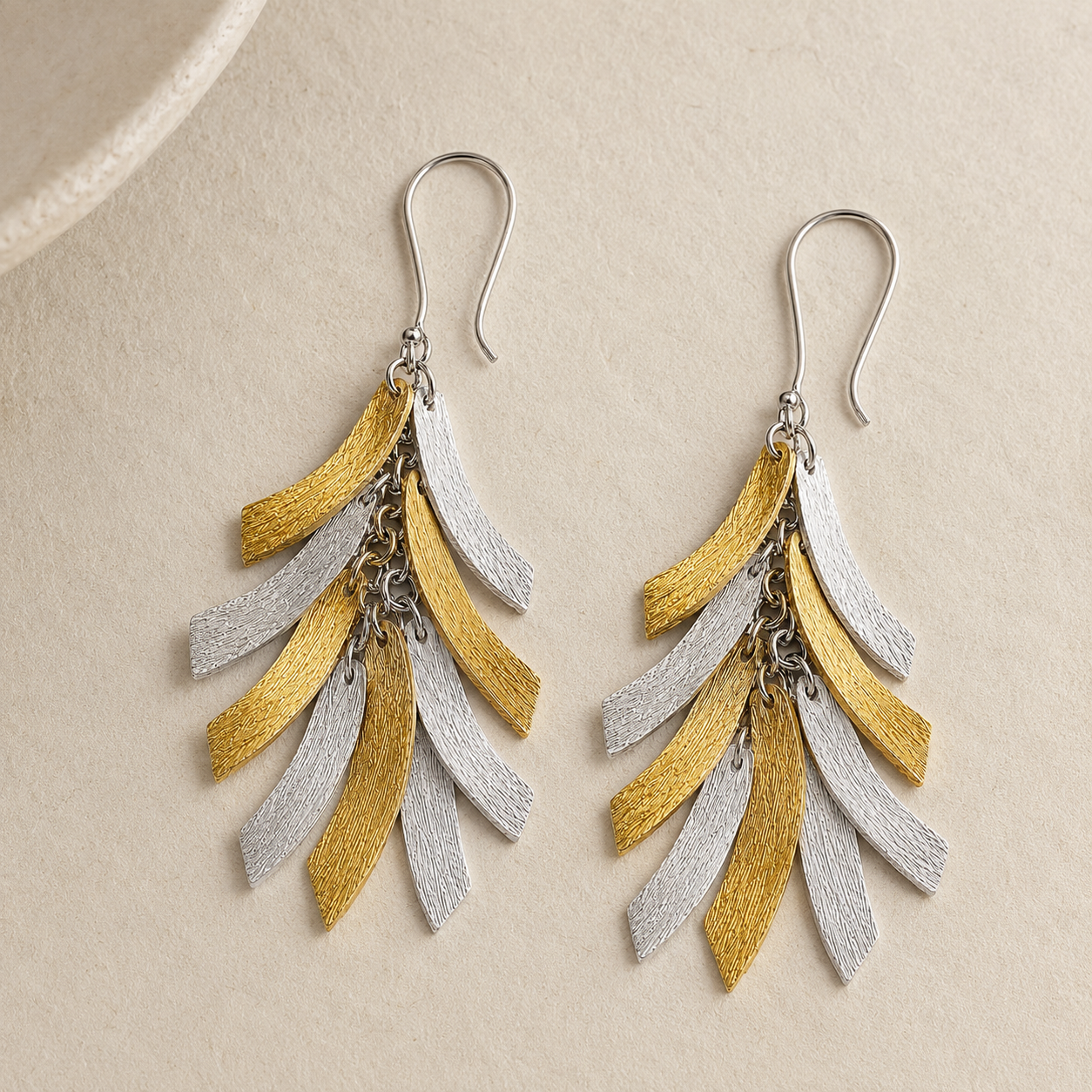 Two-Tone Featherfall Earrings | 925 Silver