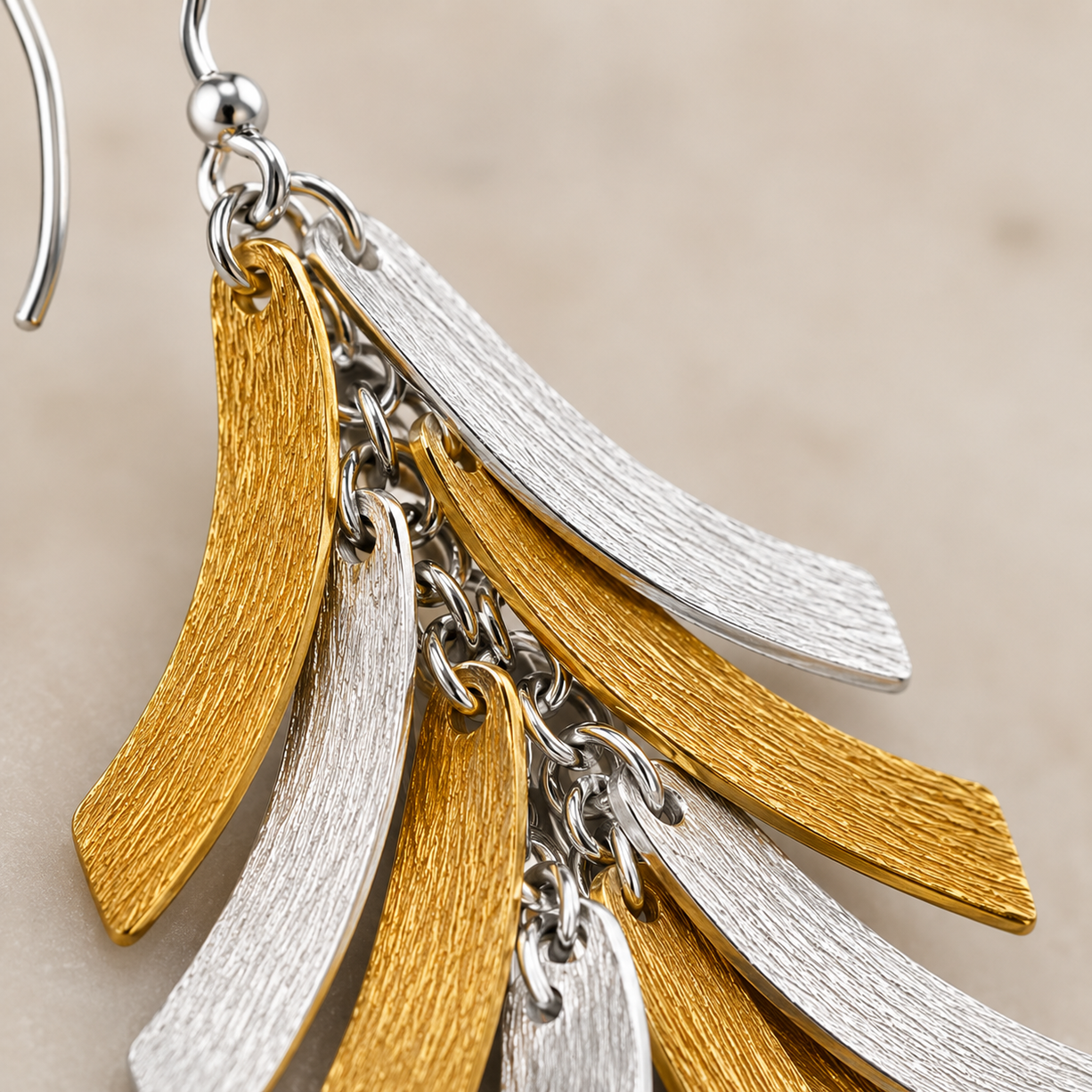 Two-Tone Featherfall Earrings | 925 Silver