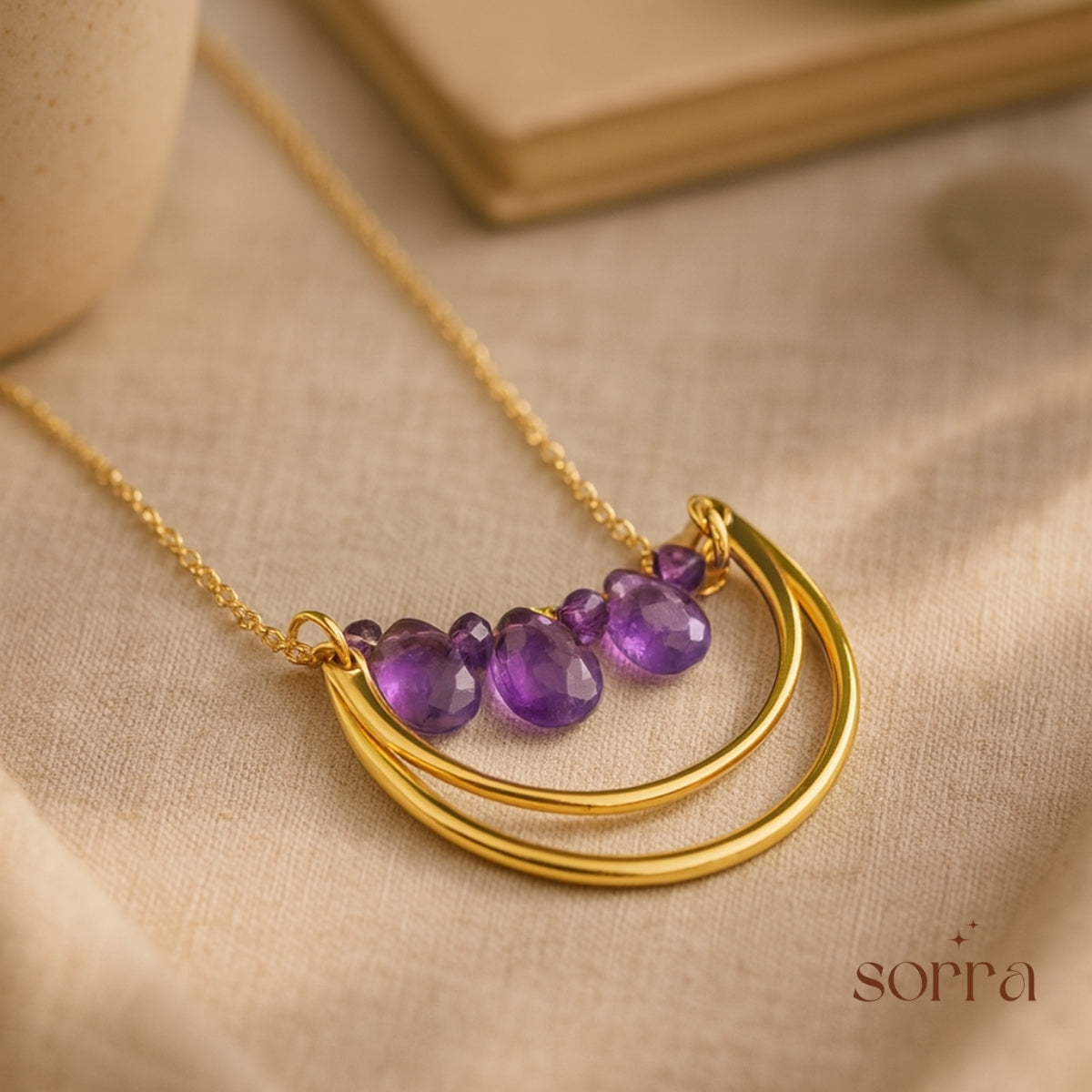 Amethyst Arc Drop Pendant | 925 Silver