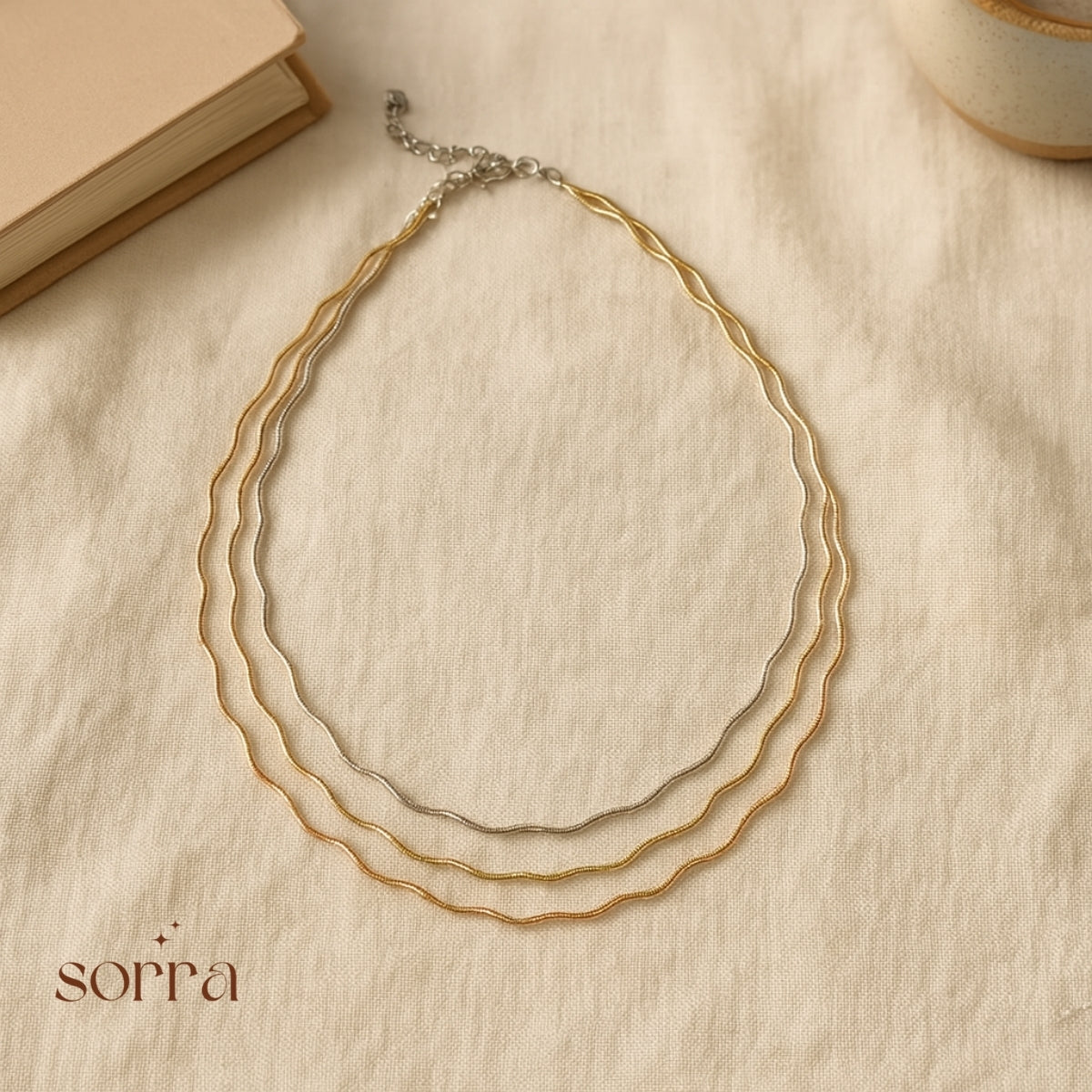 1.Three Tone Wavy Necklace  2.Twilight Trio | 925 Silver