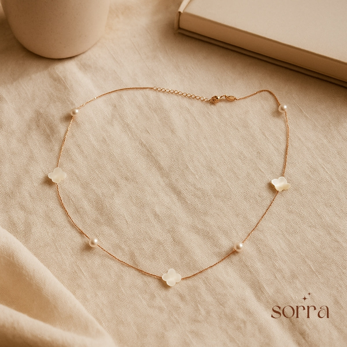 Pearldust Drift Stone Gold Charm Necklace | 925 Silver