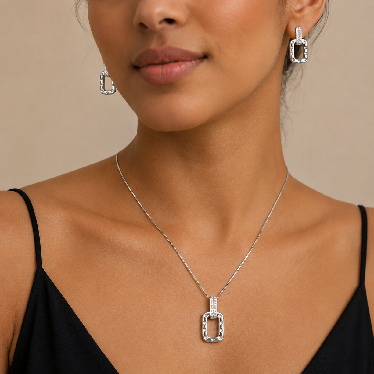 Urban Link Pendant & Earrings | 925 Silver
