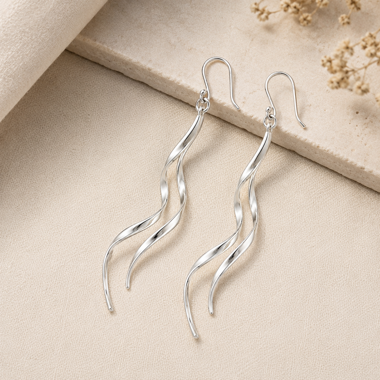 Wavy Silver Danglers | 925 Silver