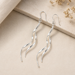 Wavy Silver Danglers | 925 Silver
