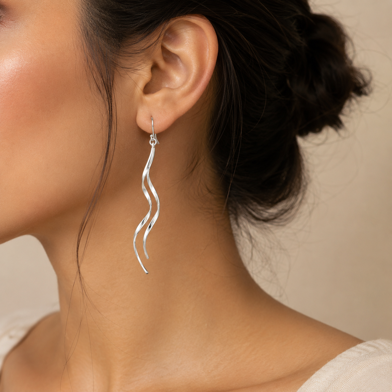 Wavy Silver Danglers | 925 Silver