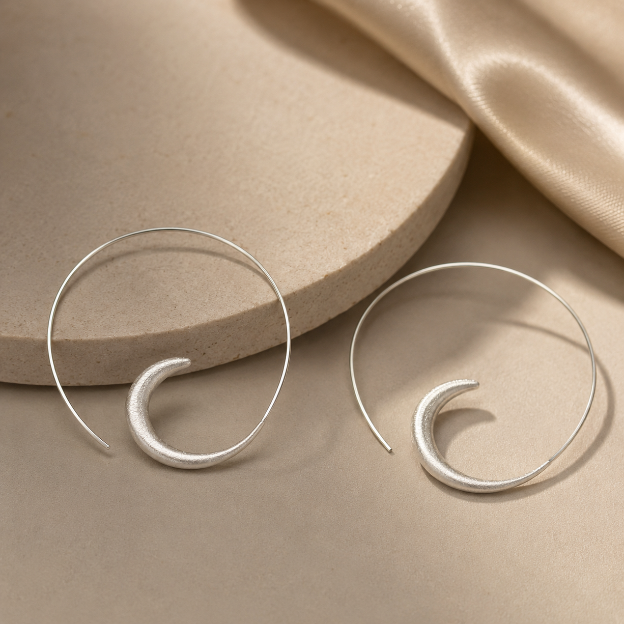 boho crescent hoops | 925 Silver