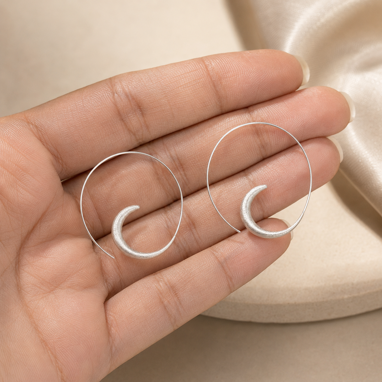 boho crescent hoops | 925 Silver