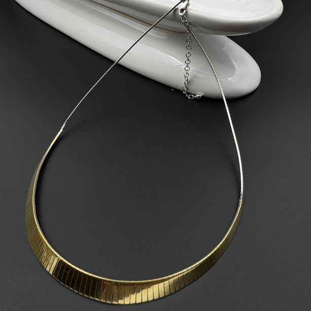 Dual Tone Sleek Omega Necklace | 925 Silver