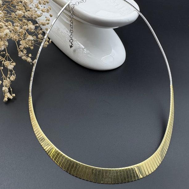 Dual Tone Sleek Omega Necklace | 925 Silver