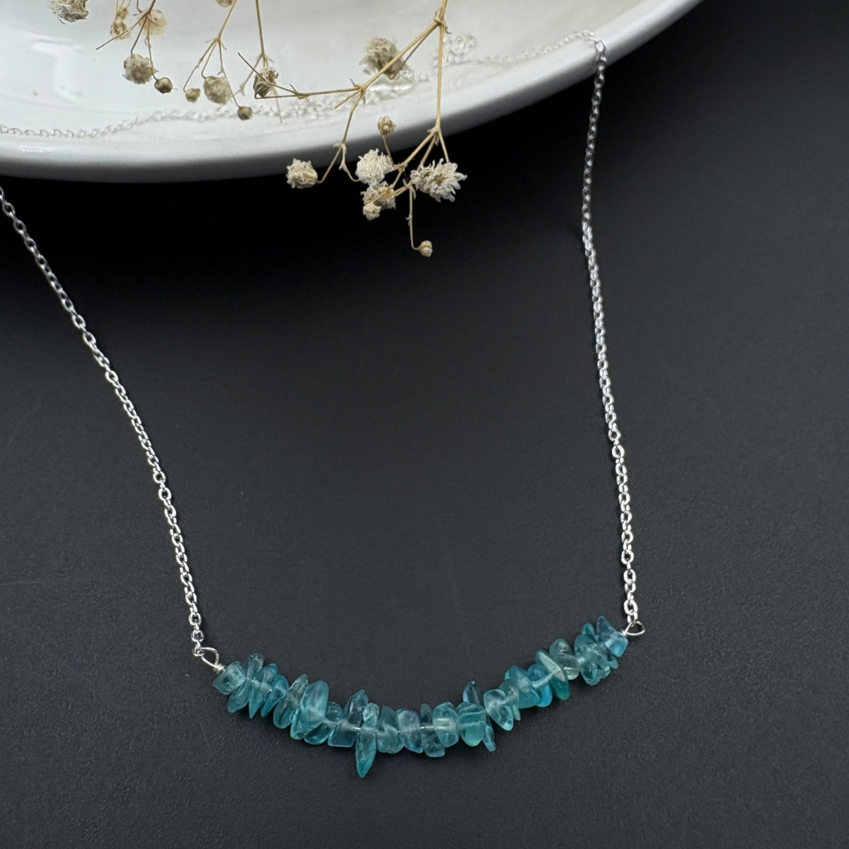 Aqua Mist Crystal Necklace | 925 Silver