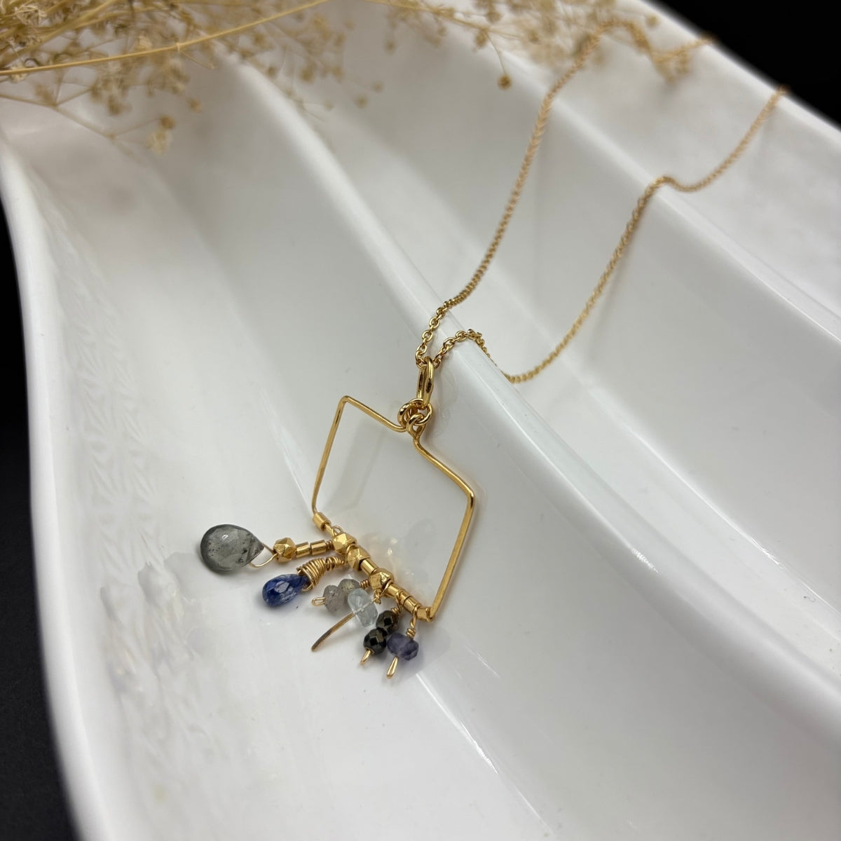 Boho Prism Charm Frame Necklace | 925 Silver