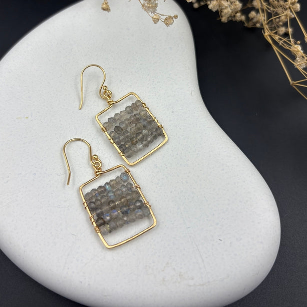 Golden Grid Elegance Set | 925 Silver